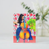 Cellist Watercolor Postcard Postkarte (Stehend Vorderseite)
