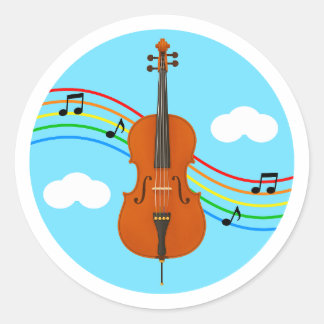 Cello-Aufkleber Himmel Regenbogen Musik Kinder Runder Aufkleber