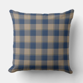 Cello Blue and Donkey Brown Plaid Kissen
