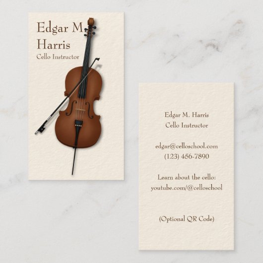 Cello & Bow Classical Musician Premium (hell) Visitenkarte (Vorne/Hinten)
