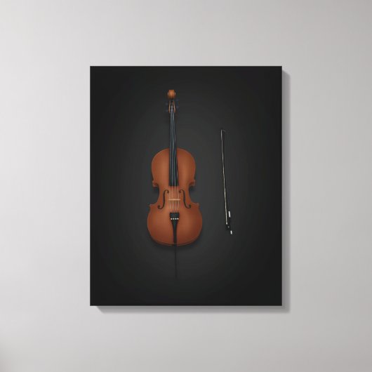Cello & Bow Seite auf Seite 16x20 Schwarz Leinwanddruck (Vorderseite)