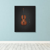 Cello & Bow Seite auf Seite 16x20 Schwarz Leinwanddruck (Insitu (Holzboden))