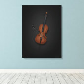 Cello & Bow Seite auf Seite 18x24 Schwarz Leinwanddruck (Insitu (Holzboden))