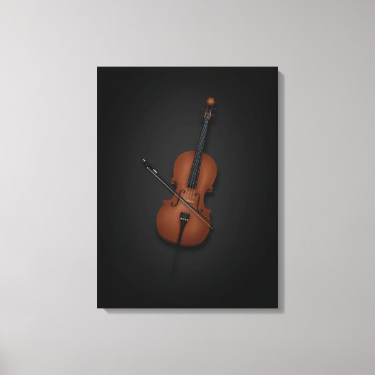 Cello & Bow Seite auf Seite 18x24 Schwarz Leinwanddruck (Vorderseite)