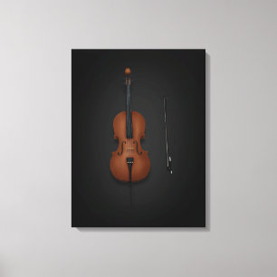 Cello & Bow Seite auf Seite 18x24 Schwarz Leinwanddruck