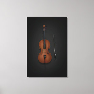 Cello & Bow Seite nach Seite auf 24x36 Schwarz Leinwanddruck