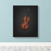 Cello & Bow Side by Side auf 11x14 Schwarze Leinwa Leinwanddruck (Insitu (Holzboden))