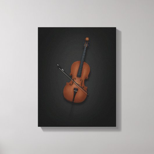Cello & Bow Side by Side auf 11x14 Schwarze Leinwa Leinwanddruck (Vorderseite)