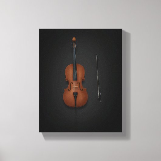 Cello & Bow Side by Side auf 8 x 10 Schwarze Leinw Leinwanddruck (Vorderseite)