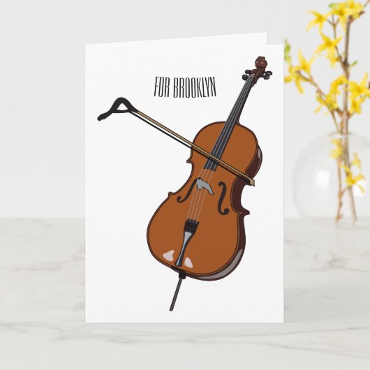 Cello-Cartoon-Abbildung Karte (Gelbe Blume)