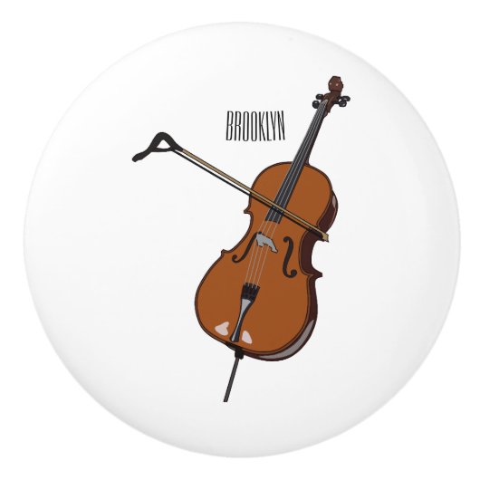 Cello-Cartoon-Abbildung Keramikknauf (Vorderseite)