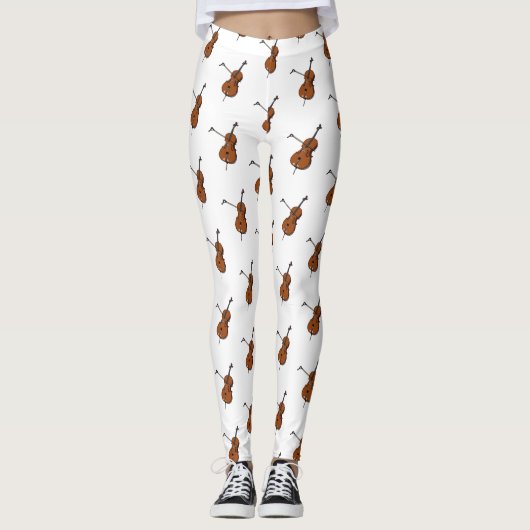 Cello-Cartoon-Abbildung Leggings (Vorderseite)