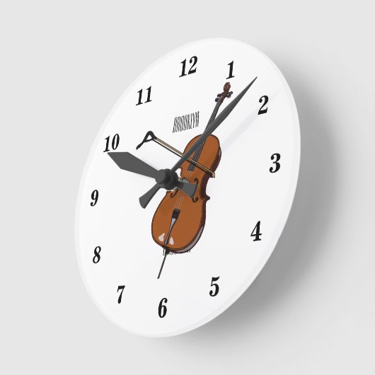 Cello-Cartoon-Abbildung Runde Wanduhr (Winkel)