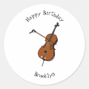 Cello-Cartoon-Abbildung Runder Aufkleber