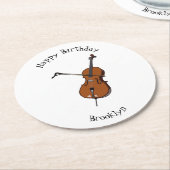 Cello-Cartoon-Abbildung Runder Pappuntersetzer (Angewinkelt)