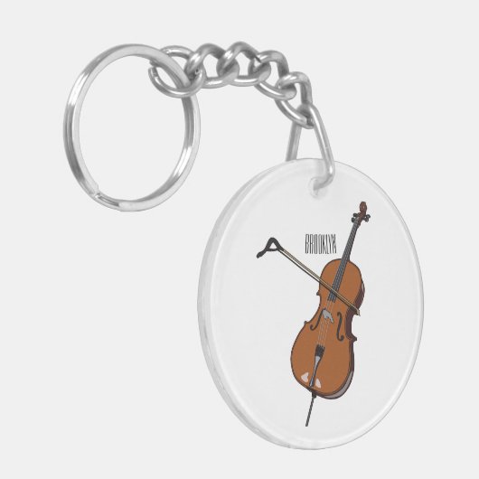 Cello-Cartoon-Abbildung Schlüsselanhänger (Vorderseite links)