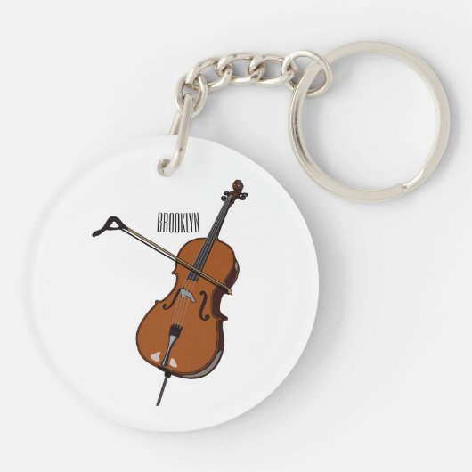 Cello-Cartoon-Abbildung Schlüsselanhänger (Rückseite)