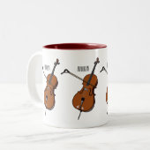 Cello-Cartoon-Abbildung Zweifarbige Tasse (Vorderseite Links)