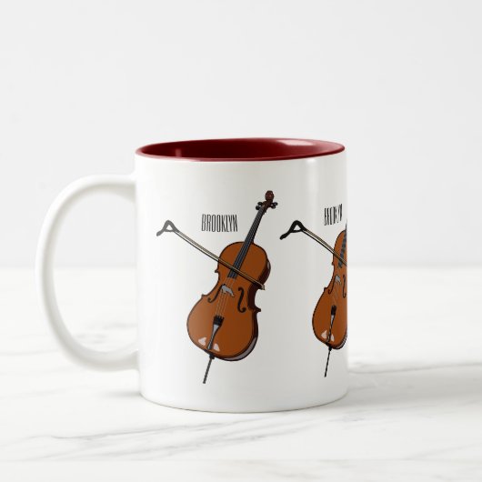Cello-Cartoon-Abbildung Zweifarbige Tasse (Links)