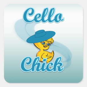 Cello Chick #3 Quadratischer Aufkleber
