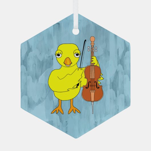Cello Chick Ornament Aus Glas (Rückseite)