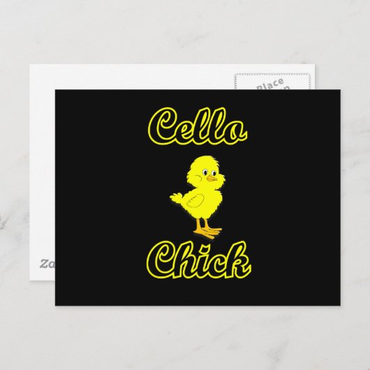 Cello Chick Postkarte (Vorne/Hinten)