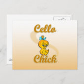 Cello Chick Postkarte (Vorne/Hinten)