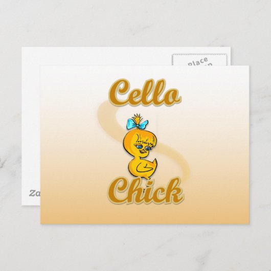 Cello Chick Postkarte (Vorne/Hinten)