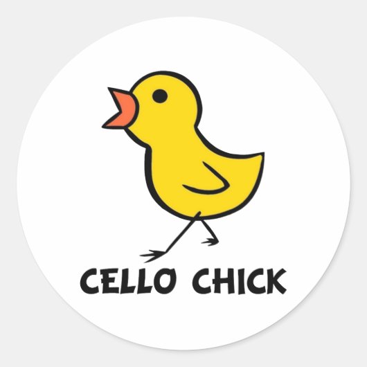 Cello Chick Runder Aufkleber (Vorderseite)