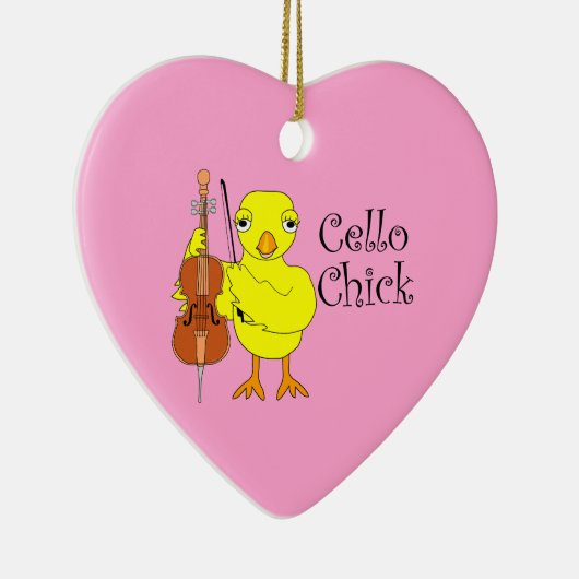 Cello Chick Text Keramik Ornament (Rechts)