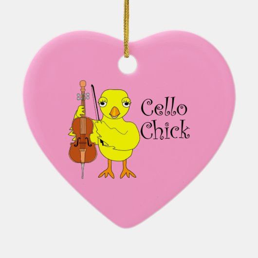 Cello Chick Text Keramik Ornament (Hinten)