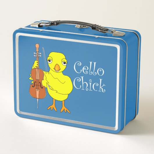 Cello Chick Text Metall Brotdose (Rückseite)