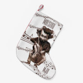 Cello Chops | Vintag Musiker | Mit Monogramm Kleiner Weihnachtsstrumpf (Vorderansicht (hängend))