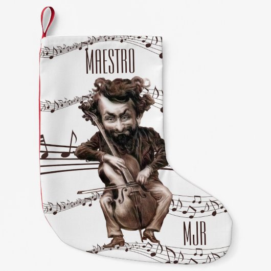 Cello Chops | Vintag Musiker | Mit Monogramm Kleiner Weihnachtsstrumpf (Vorderseite)