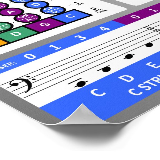 Cello Fingering Chart Poster (Ecke)