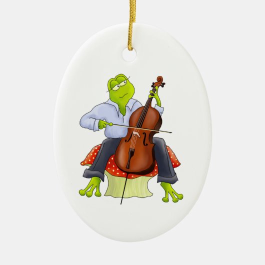 Cello-Frosch-Verzierung Keramikornament (Vorne)