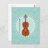 Cello Fun Turquoise Swirl Music Postkarte (Vorne/Hinten)