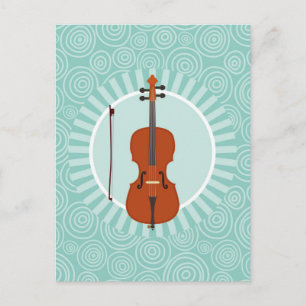 Cello Fun Turquoise Swirl Music Postkarte