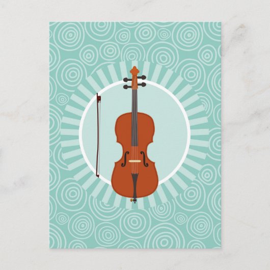 Cello Fun Turquoise Swirl Music Postkarte (Vorderseite)
