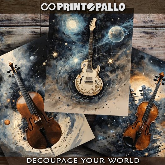 Cello, Geigergitarre: verträumte Musikinstrumente Geschenkpapier Set