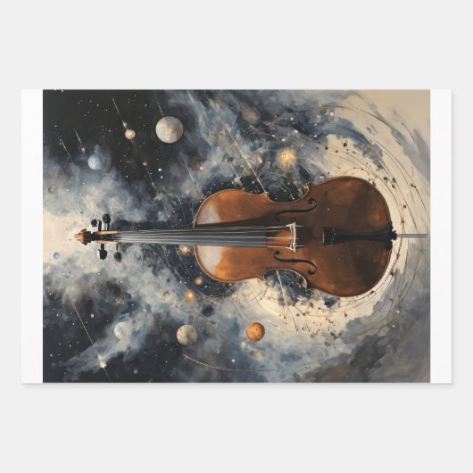 Cello, Geigergitarre: verträumte Musikinstrumente Geschenkpapier Set (Vorderseite 3)