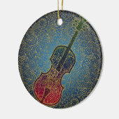 Cello Gold Filigree - Farbenfrohe Musik Keramik Ornament (Links)