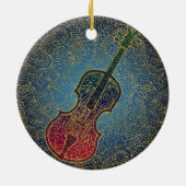 Cello Gold Filigree - Farbenfrohe Musik Keramik Ornament (Hinten)