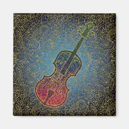 Cello Gold Filigree - Farbenfrohe Musik Magnet