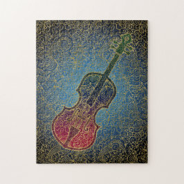 Cello Gold Filigree - Farbenfrohe Musik Puzzle