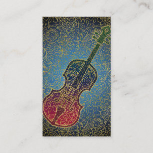 Cello Gold Filigree - Farbenfrohe Musik Visitenkarte