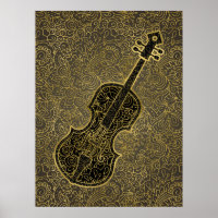 Cello Gold Taupe Filigree Musikinstrument