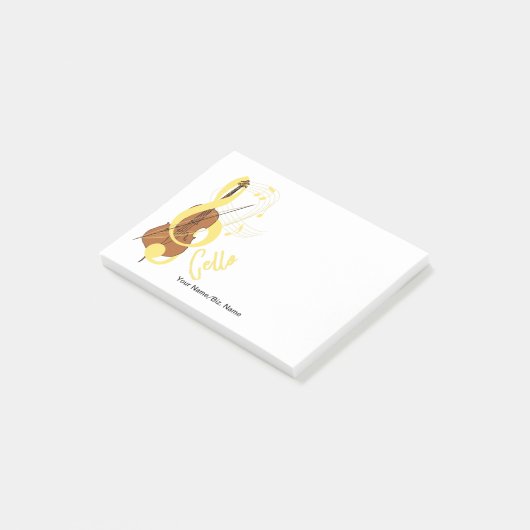 Cello Graphic Musician Music Theme Post-it Klebezettel (angewinkelt)