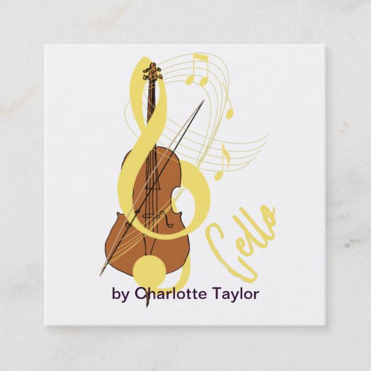 Cello Graphic Musician Music Theme Quadratische Visitenkarte (Vorderseite)