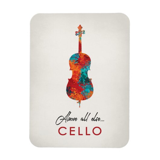 Cello - Helle, farbenfrohe Musik Magnet (Vertikal)